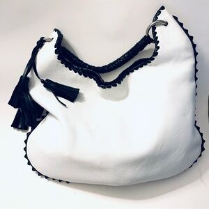 ANTHONY LUCIANO Authentic Leather 
Custom Made Hand Bag, Large White/Black
